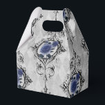 Caixinha De Lembrancinhas Azul marinho e Damasco Vitoriano Vitoriano<br><div class="desc">Caixa de favor da cor damasco floral vintage em tons de azul marinho e prata.</div>
