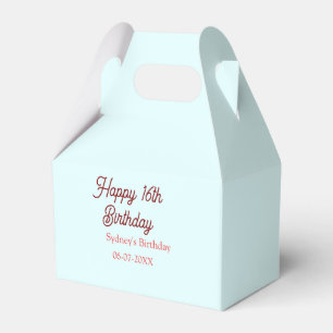 Caixinha De Lembrancinhas Azul pastel vermelho feliz aniversário de 16 anos 