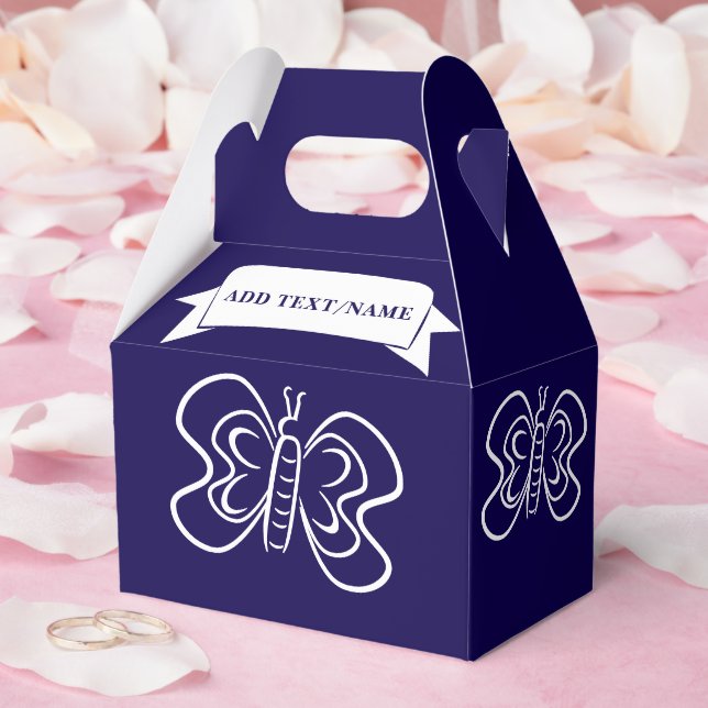 Caixinha De Lembrancinhas Azul Personalizado de Desenho da Borboleta (Casamento)