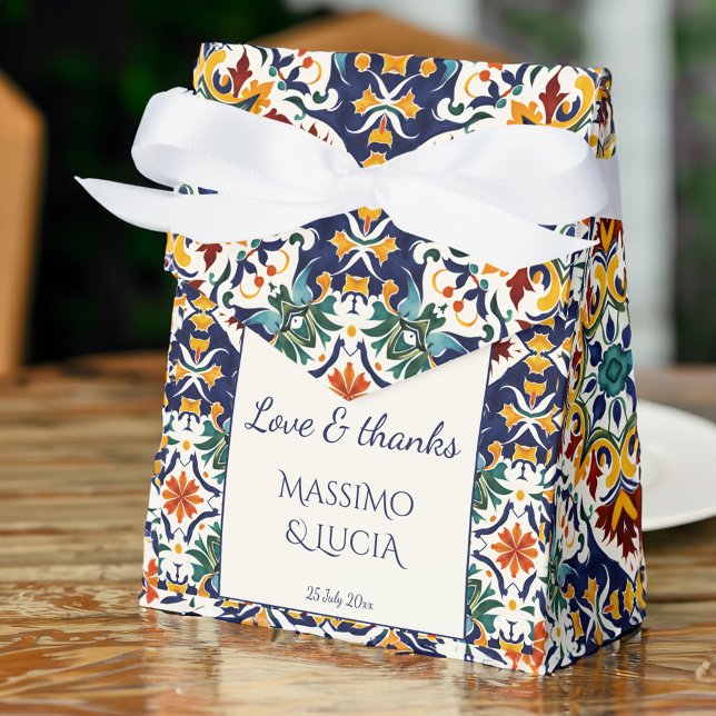 Caixinha De Lembrancinhas Azulejo, casamento azul no Mediterrâneo (Azulejo blue Portuguese Talavera tiles Mediterranean wedding personalized printed Favor Box)