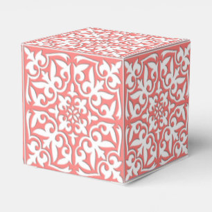 Caixinha De Lembrancinhas Azulejo marroquino - cor-de-rosa coral e branco