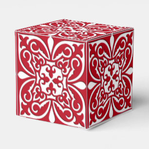 Caixinha De Lembrancinhas Azulejo marroquino - obscuridade - vermelho e