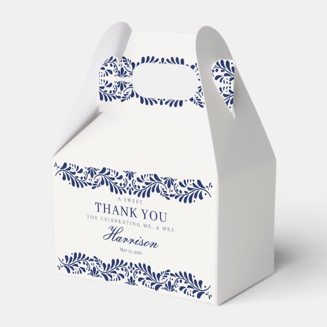 Caixinha De Lembrancinhas Azulejo Talavera Azul Sobremesa de Casamento Fiest (Frente)