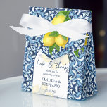 Caixinha De Lembrancinhas Azulejos azuis e limão obrigado de casamento itali<br><div class="desc">Azulejos azuis e limão Amalfi Positano ao estilo mediterrânico obrigado de casamento você favorece caixas de presentes.</div>