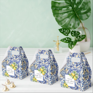 Caixinha De Lembrancinhas Azulejos Azuis Mediterrâneos Chuveiro de Noiva de