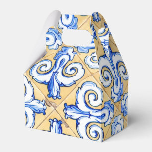 Caixinha De Lembrancinhas Azulejos Espanhóis - Azulejo Azul, Amarelo e Bran