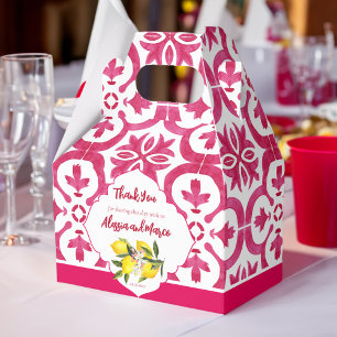 Caixinha De Lembrancinhas Azulejos magenta Fuchsia Majolica personalizados