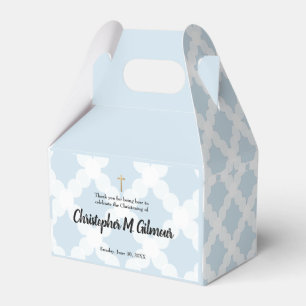 Caixinha De Lembrancinhas Baby Boy Custom Name Blue Christening Obrigado