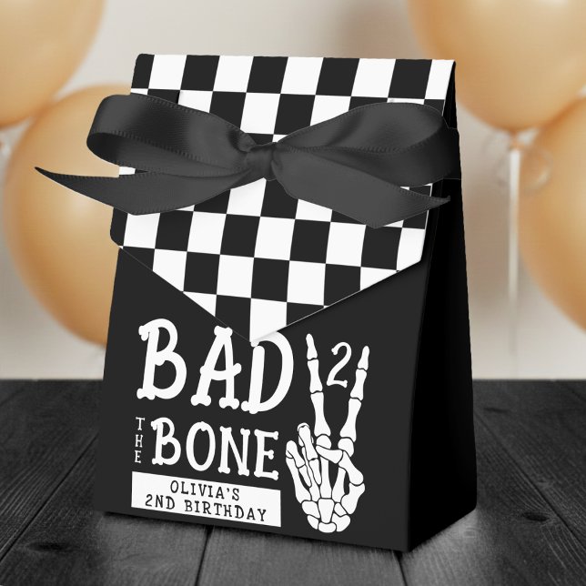 Caixinha De Lembrancinhas Bad 2 the Bone Skeleton 2nd Birthday Party (Criador carregado)