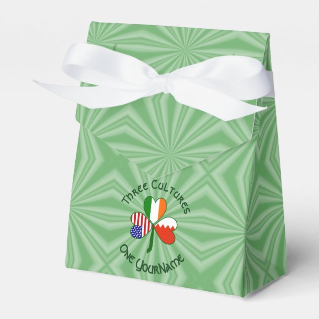 Caixinha De Lembrancinhas Bahrain Ireland USA Shamrock Flag Personalizado (Frente)