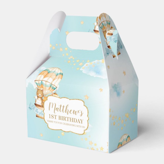 Caixinha De Lembrancinhas Balão de Ar Quente Animais Cachorros Festa de aniv (Frente)