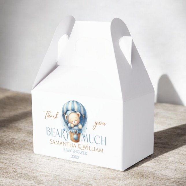 Caixinha De Lembrancinhas Balão de Ar Quente Azul do Urso Teddy (Criador carregado)