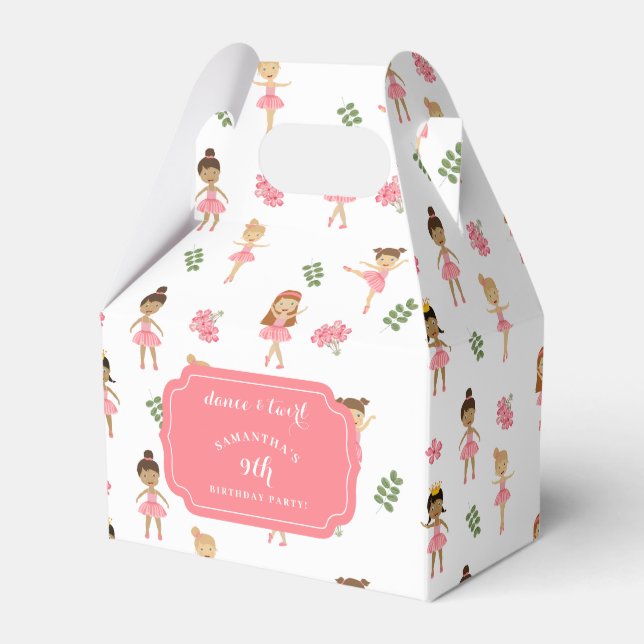 Caixinha De Lembrancinhas Balé Dança e Ballerina Rosa Brilhante Aniversário (Frente)