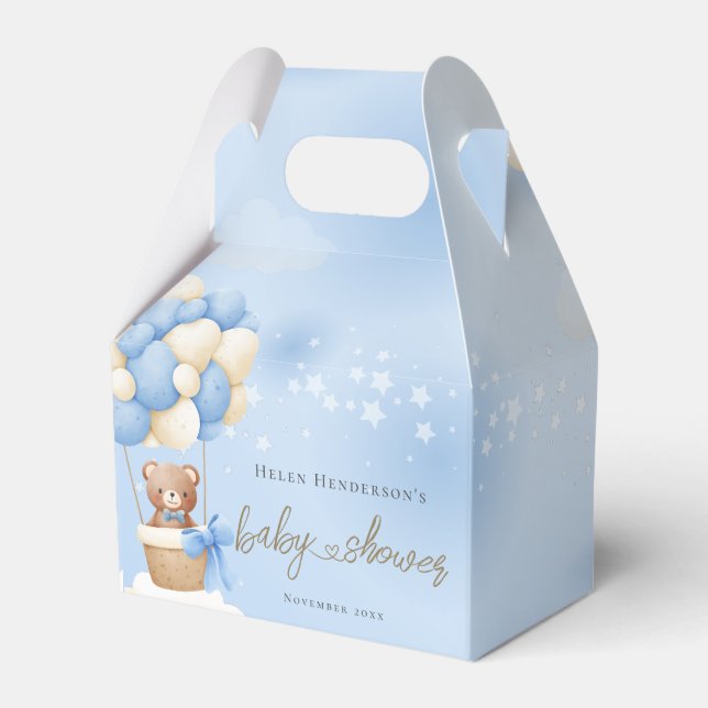 Caixinha De Lembrancinhas Balões Azuis do Urso de Teddy (Frente)