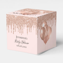 Caixinha De Lembrancinhas Balões chá de fraldas de brilho rosa dourado com