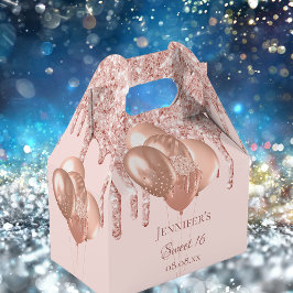 Caixinha De Lembrancinhas Balões de brilho de rosa dourado doce 16