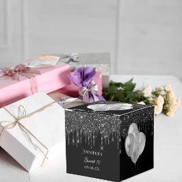 Caixinha De Lembrancinhas Balões de luz prateada preta de 16 partes doces