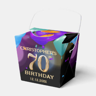 Caixinha De Lembrancinhas Balões Festa de aniversário preto e Dourado