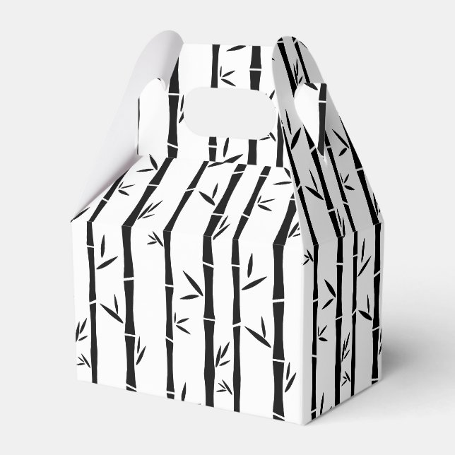 Caixinha De Lembrancinhas Bambu Preto e Branco Personalizado (Frente)