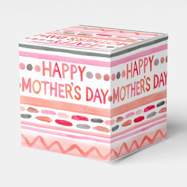 Caixinha De Lembrancinhas Bandas de Aquarela Rosa-Rosa-Dia de as mães Feliz (Frente)