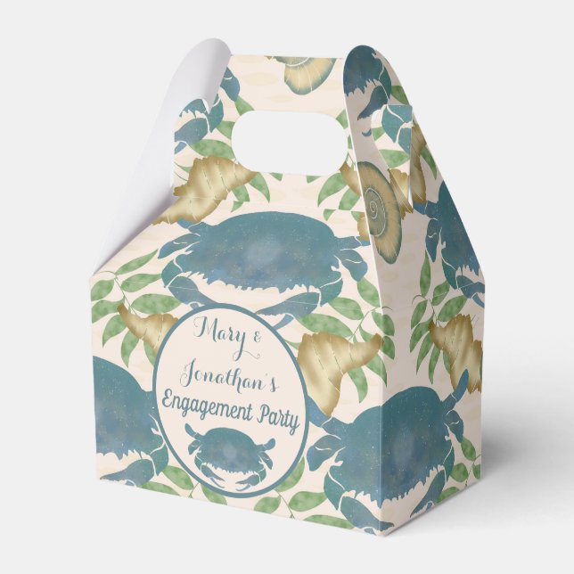 Caixinha De Lembrancinhas Banquete de Caranguejo-Aquarela Caranguejos Azuis, (Frente)