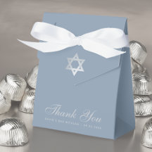 Bar Mitzvah Dusty Blue Faux Silver Star Obrigado