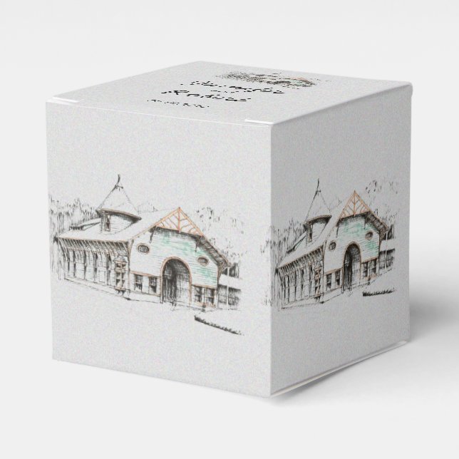 Caixinha De Lembrancinhas Barn Sketch Wedding Box (Frente)