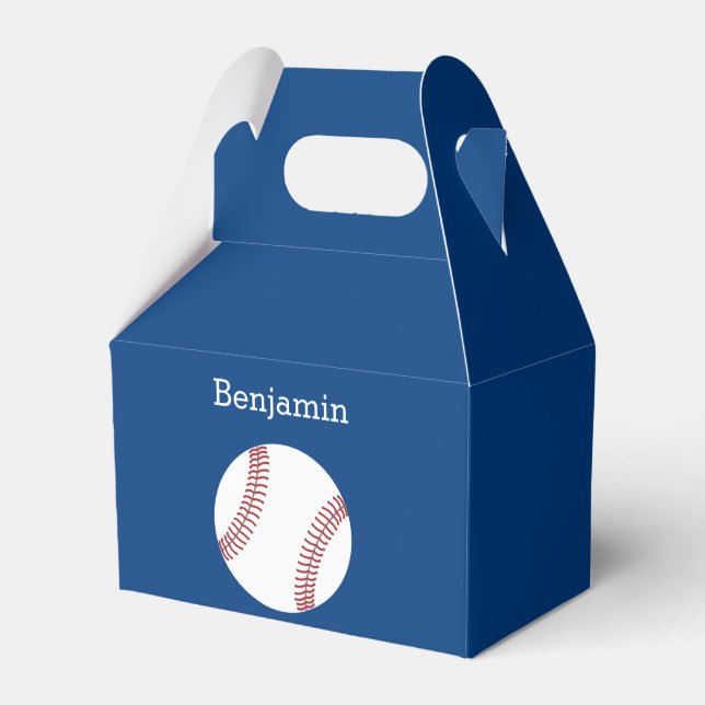 Caixinha De Lembrancinhas Baseball com nome personalizado - Real Azul (Frente)