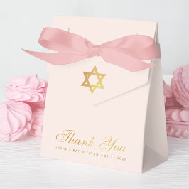 Caixinha De Lembrancinhas Bat Mitzvah Estrela de Davi Dourada Rosa Agradecim