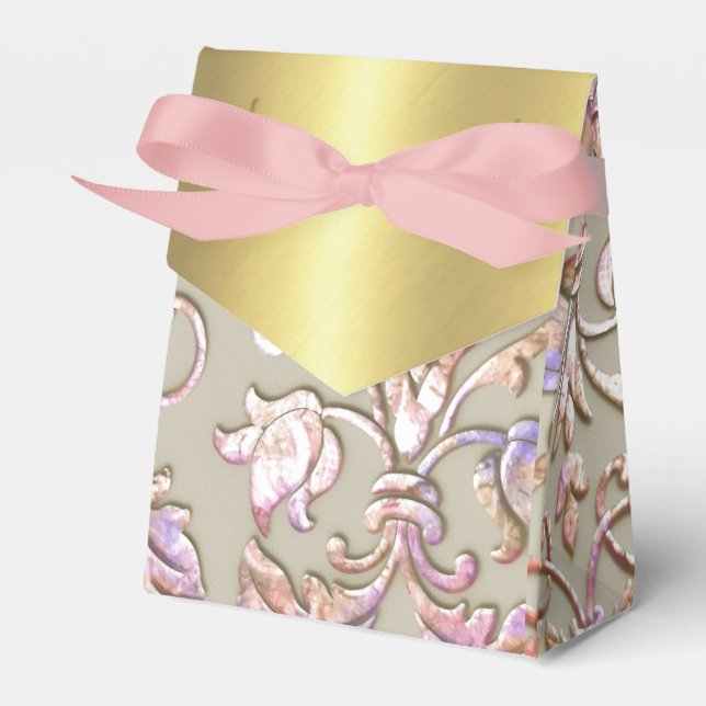 Caixinha De Lembrancinhas Bat Mitzvah Multi "Embossed" Damask (Frente)