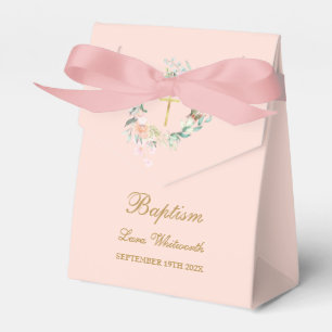 Caixinha De Lembrancinhas Batismo Crisma Grinalda Floral Rosa Bege