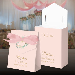 Caixinha De Lembrancinhas Batismo Crisma Grinalda Floral Rosa Bege