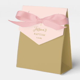 Caixinha De Lembrancinhas Batismo Cristão Elegante Rosa Bege
