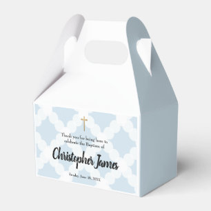 Caixinha De Lembrancinhas Batismo personalizado Baby Boy Blue Dourado Cross