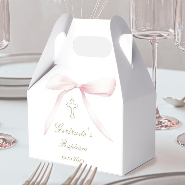 Caixinha De Lembrancinhas Bebê arco rosa do batismo (Criador carregado)