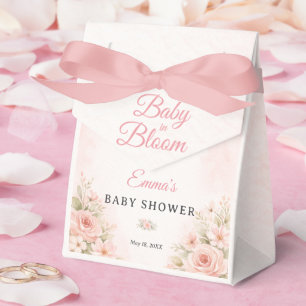 Caixinha De Lembrancinhas Bebê em Flor Rosa Bege 