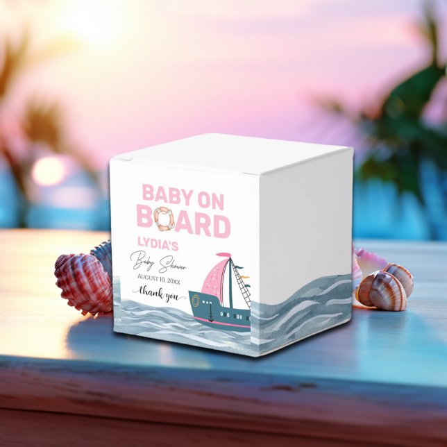 Caixinha De Lembrancinhas Bebê náutico rosa no Chá de fraldas do Conselho (Criador carregado)