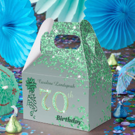 Caixinha De Lembrancinhas Bela 70 de Brisos e Glitter Verde Aniversário