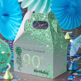 Caixinha De Lembrancinhas Bela 90 de Brisos e Glitter Verde Aniversário