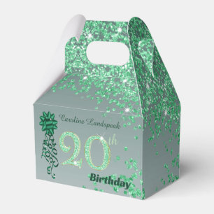 Caixinha De Lembrancinhas Bela Fita de Purpurina Verde Aniversário de 20 ano