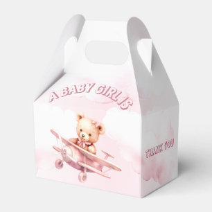 Caixinha De Lembrancinhas Bela Menina Bear Piloto Rosa Avião Rosa Bonito