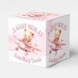 Caixinha De Lembrancinhas Bela Menina Bear Piloto Rosa Avião Rosa Bonito