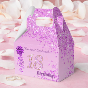Caixinha De Lembrancinhas Belo brilho cor-de-rosa e fita 18º aniversário