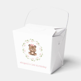 Caixinha De Lembrancinhas Belo Urso de Madeira Eucalyptus Floral Aniversário