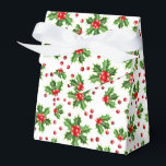 Caixinha De Lembrancinhas Berries Vermelhos Holly, Natal Clássico<br><div class="desc">Natal clássico contemporâneo Férias Holly e padrão das folhas. Disponível em produtos como papel de embalagem e papel tissue,  etiquetas de endereço de retorno,  etiquetas de presentes,  bolsas e caixas de favor,  adesivos e fitas.</div>