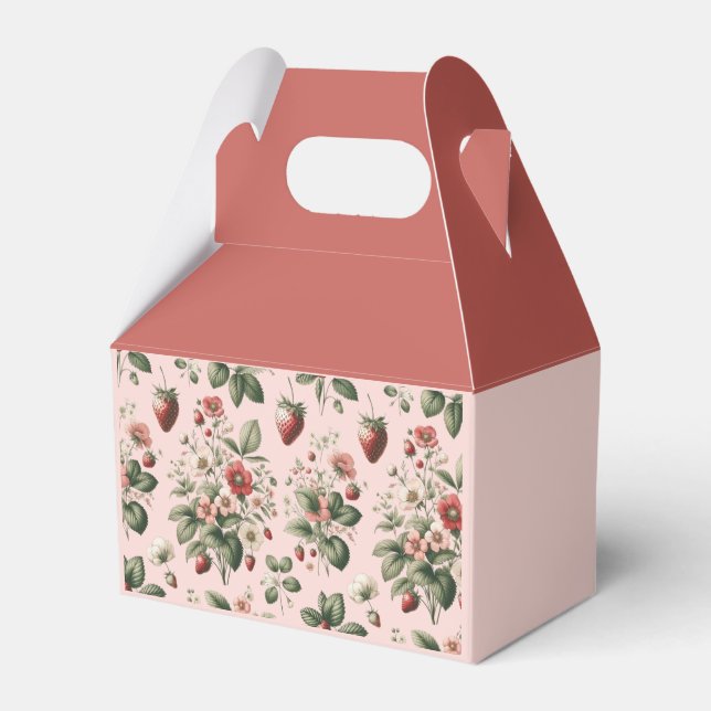 Caixinha De Lembrancinhas Berry Sweet Red and Pink Strawberry (Frente)