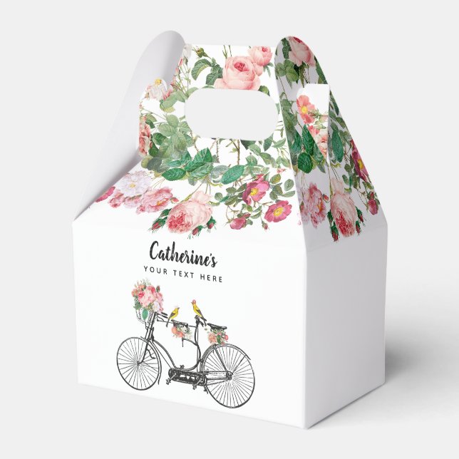 Caixinha De Lembrancinhas Bicicleta Vintage Romântica Flores Pássaros  (Frente)