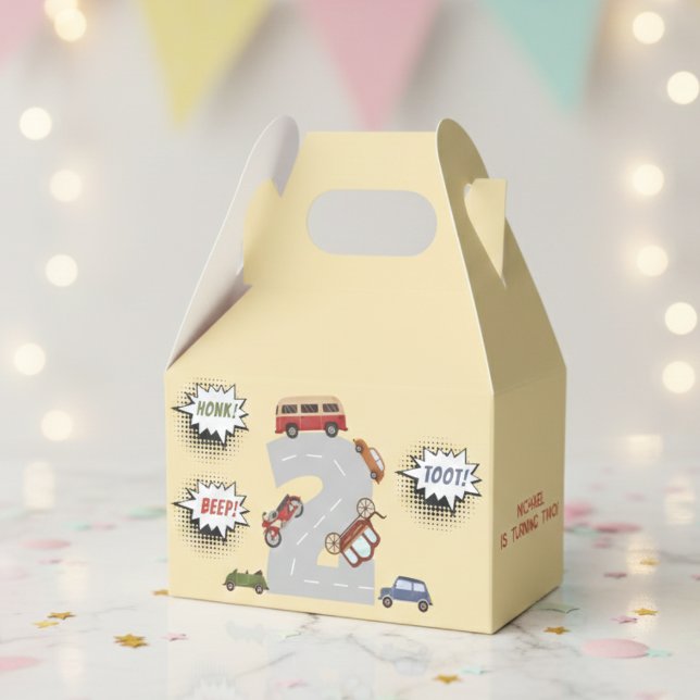 Caixinha De Lembrancinhas Bipe honesto para veículos retro segundo aniversár (Criador carregado)