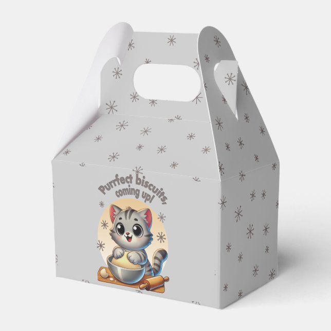 Caixinha De Lembrancinhas "Biscoitos perfeitos, a caminho" Gato Amassando (Frente)