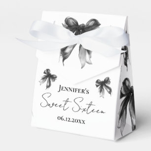Caixinha De Lembrancinhas Black Bow Coquette Script Obrigado Doce 16 